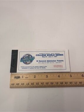 ⚾ 1997 NCAA College World Series General Admission Ticket Booklet – Rosenblatt